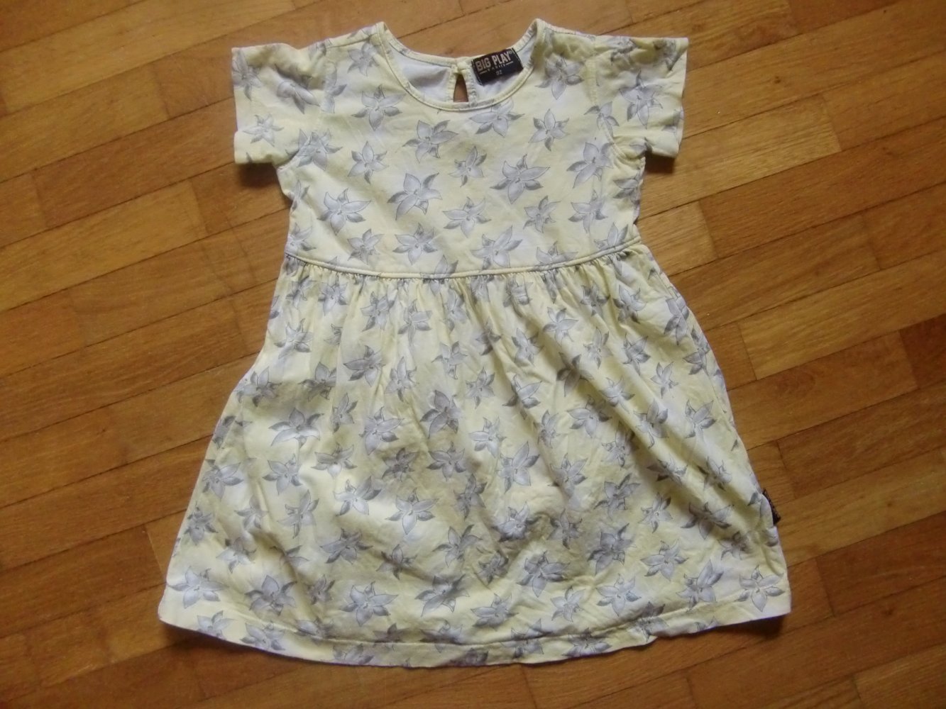 Kleid Big Play 92 gelb grau 100% Baumwolle