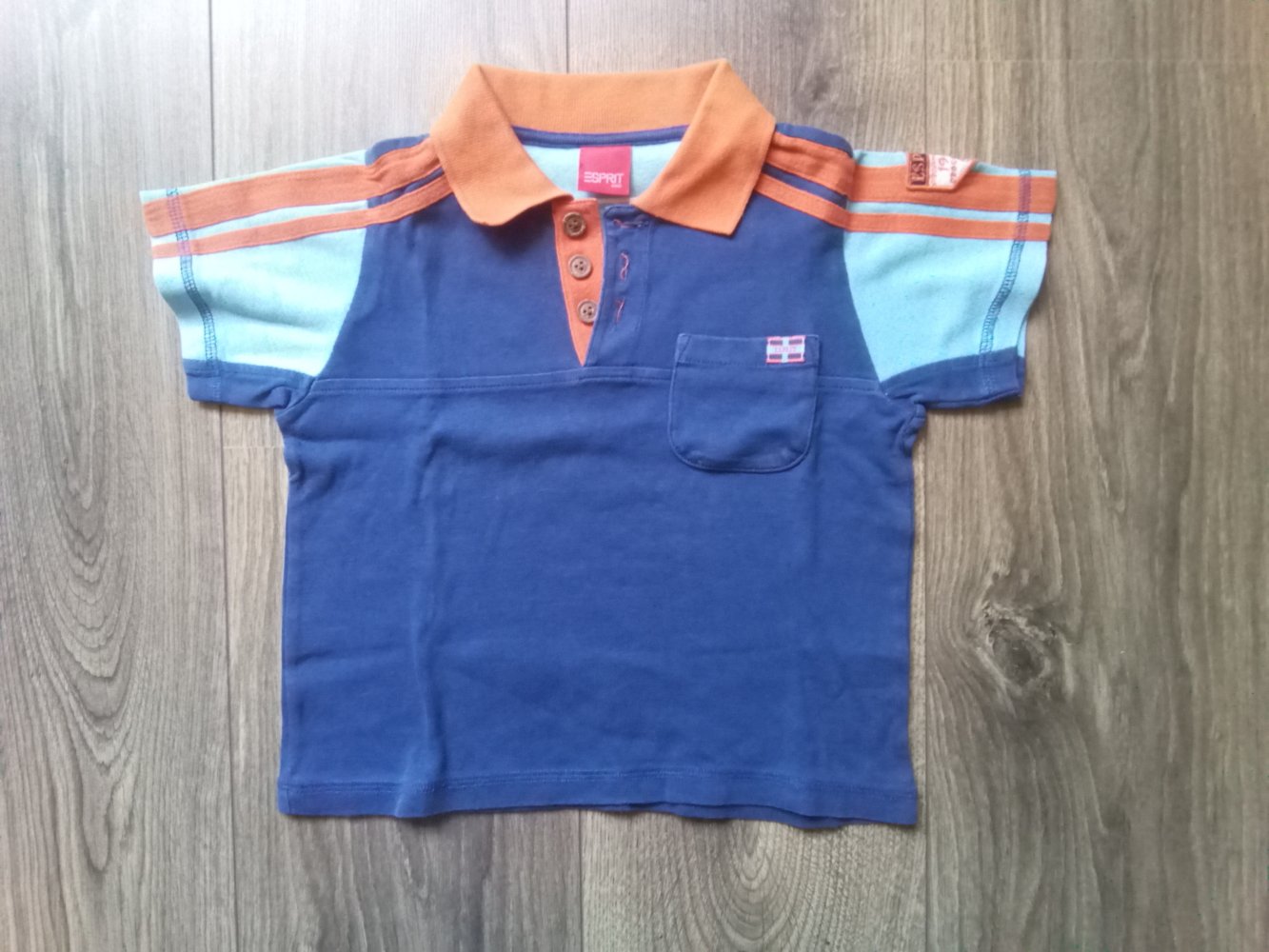 Poloshirt T-shirt esprit 92/98 dunkelblau orange 100% Baumwolle