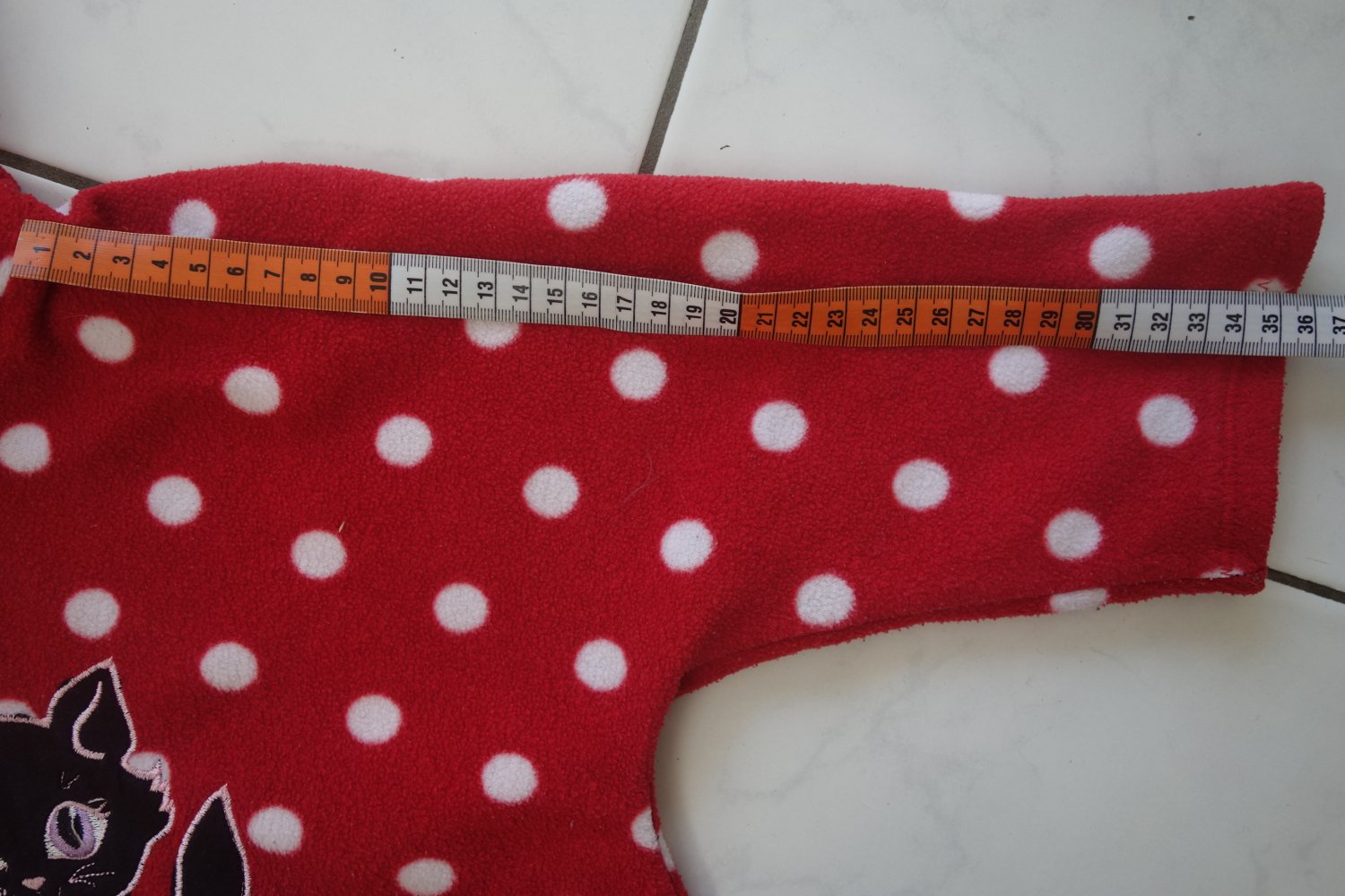 Fleecepullover handmade unikat ct-Line 98 rot gepunktet Katze