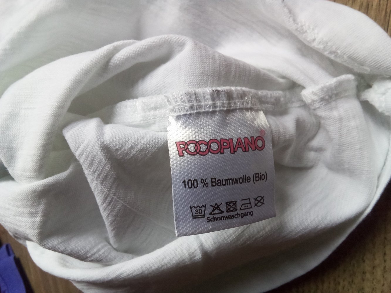 T-shirt pocopiano 110/116 weiß 100% Baumwolle Bio