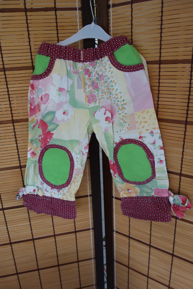 Set kurze Hose T-Shirt handmade 104 bunt gemustert Webware Trägertop