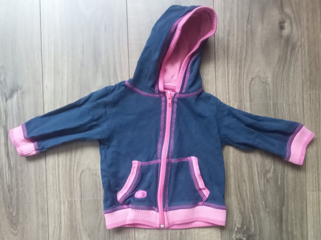 Sweatjacke dunkelblau pink 80 100% Baumwolle