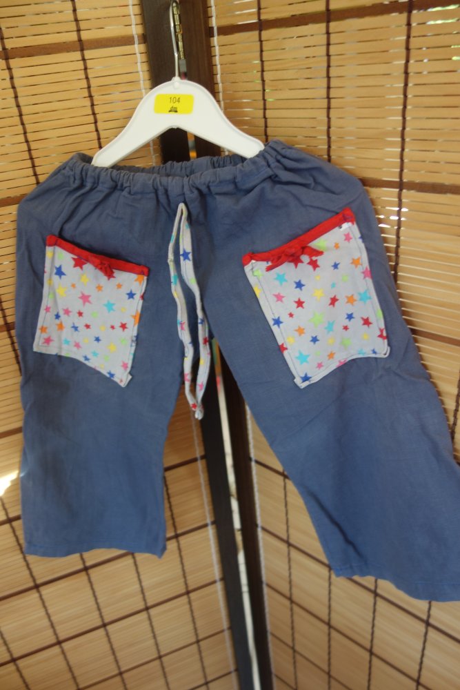 Schlupfhose handmade blau 98/104 Sterne