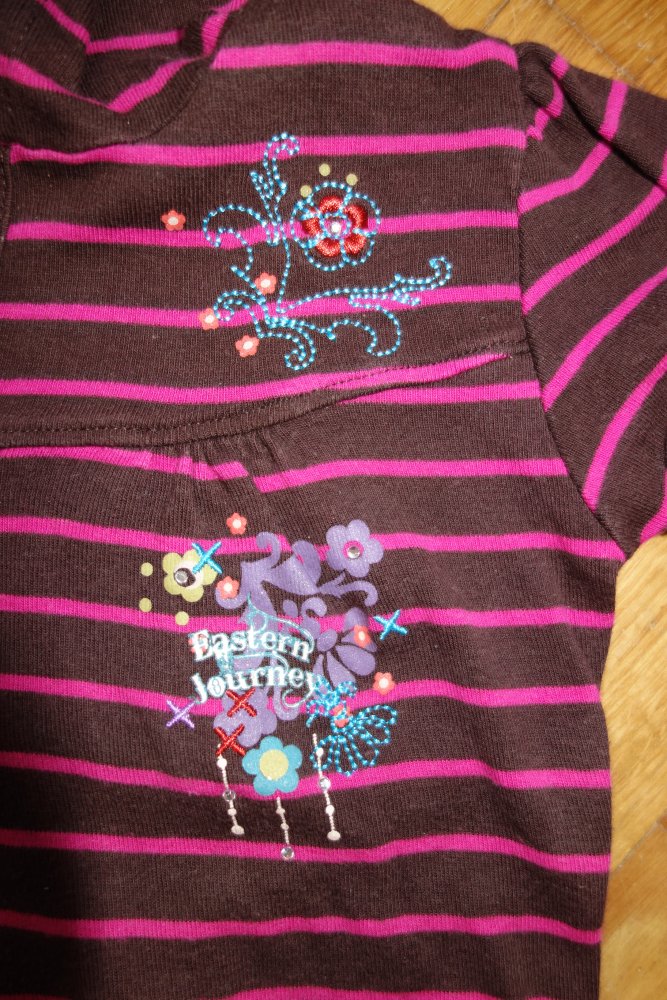 T-shirt kurzpulli 104 palomino pink braun gestreift 100% Baumwolle