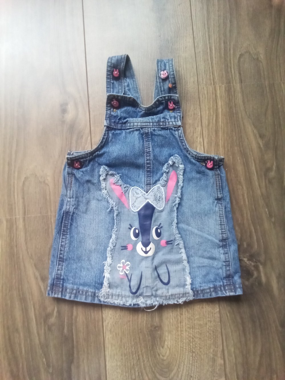 Latzkleid Jeans Hase ergee 74 blau 100% Baumwolle Ostern