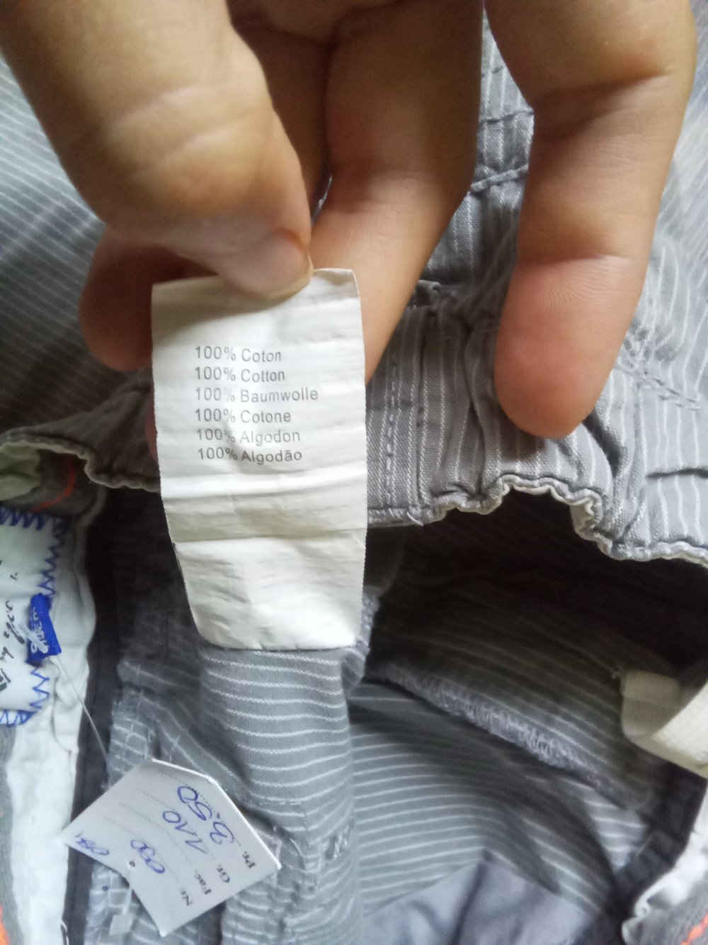 Kurze Hose grau weiß gestreift 6 Jahre 114cm 100% Baumwolle