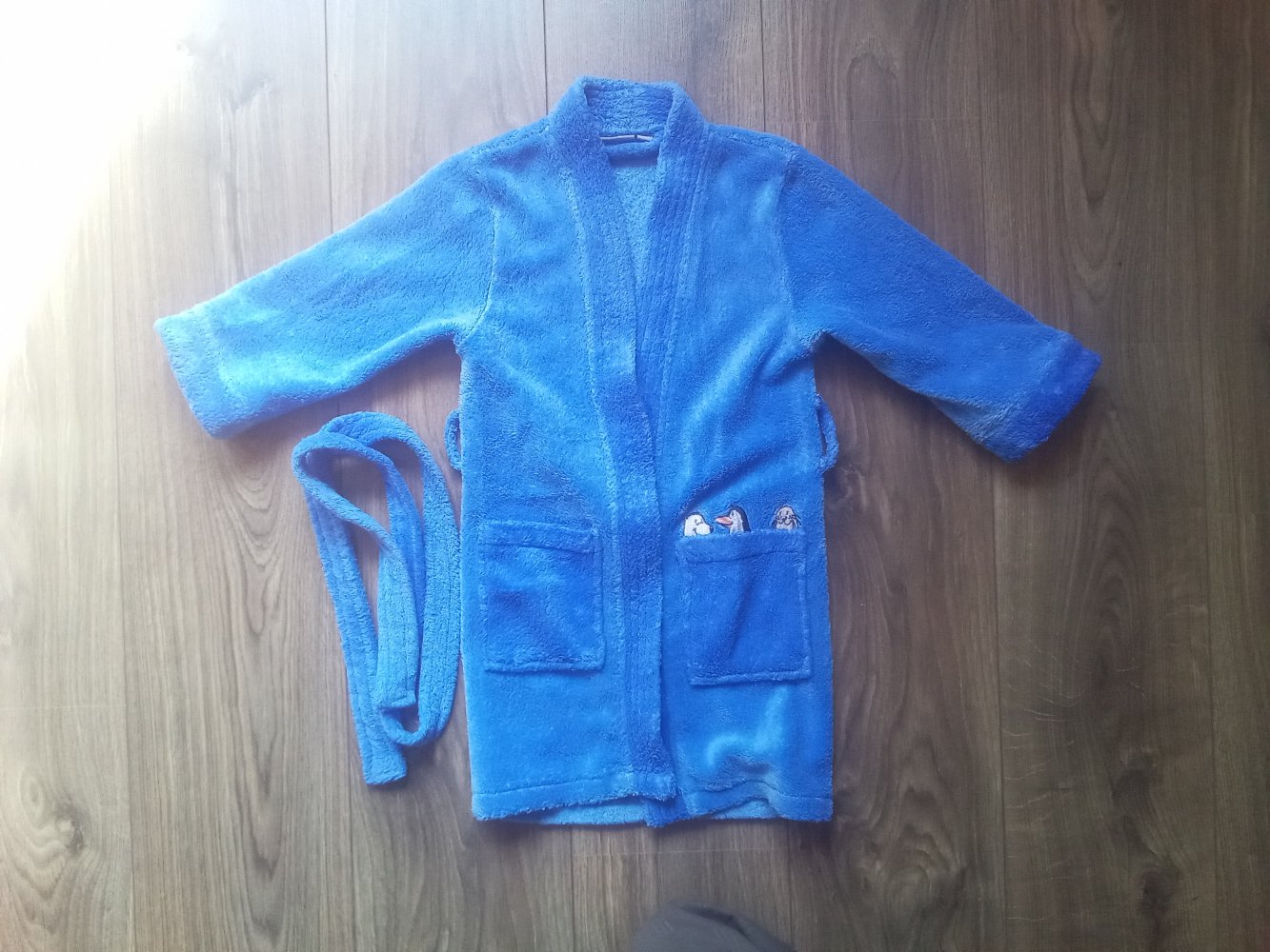 Flauschiger Bademantel blau alive 98/104 Pinguin Eisbär