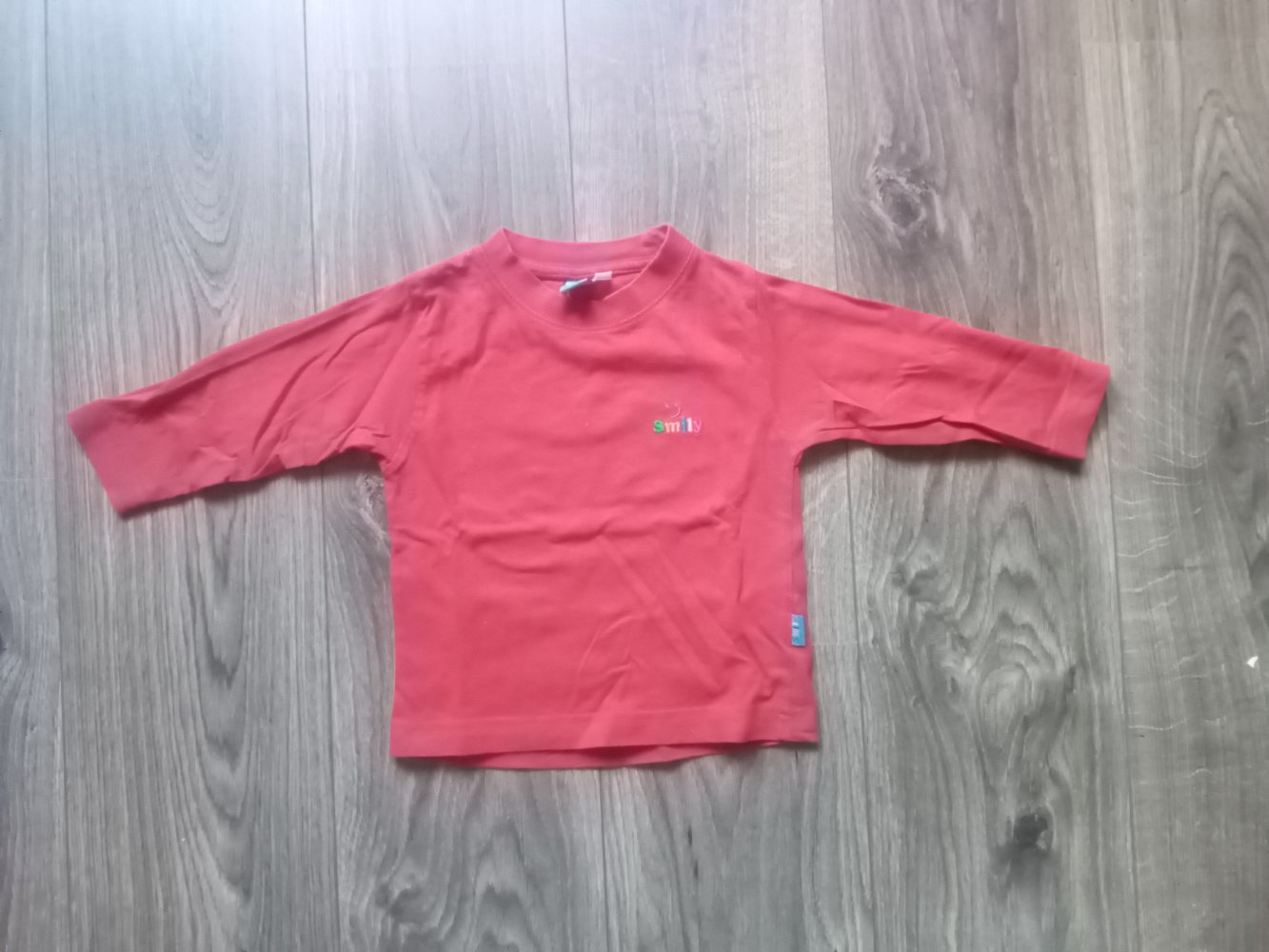 Basic LA-Shirt rot smily 86/92 uni 100% Baumwolle