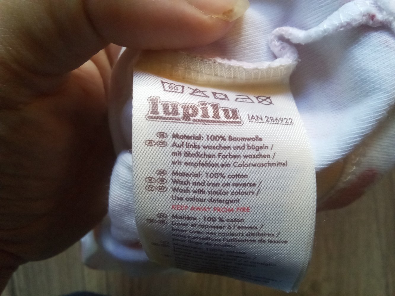 LA-Shirt wolken weiß rosa Lupilu pure collection 50/56