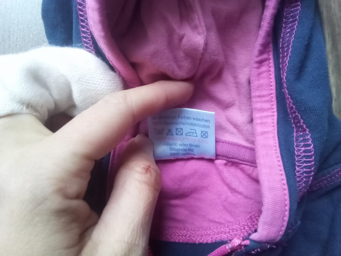 Sweatjacke dunkelblau pink 80 100% Baumwolle