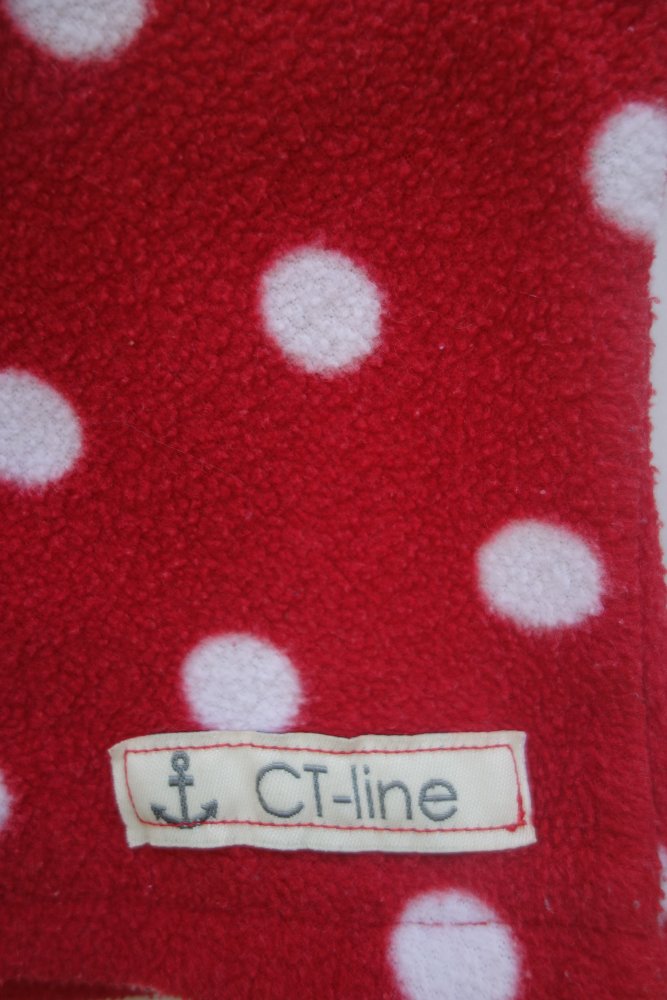 Fleecepullover handmade unikat ct-Line 98 rot gepunktet Katze