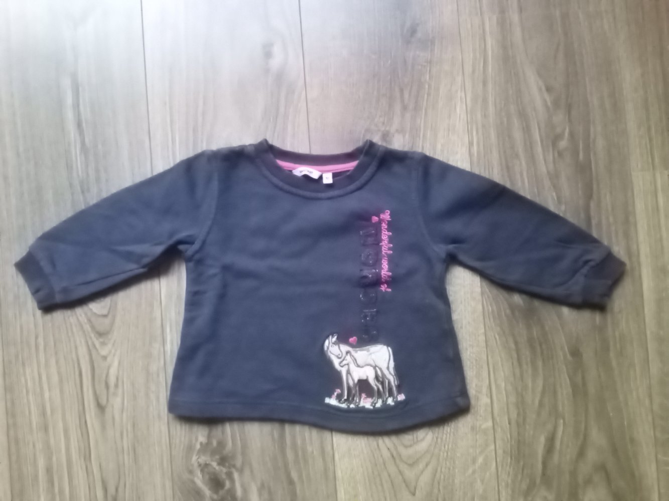 Pullover dunkelblau Pferde 92 Karstadt 100% Baumwolle