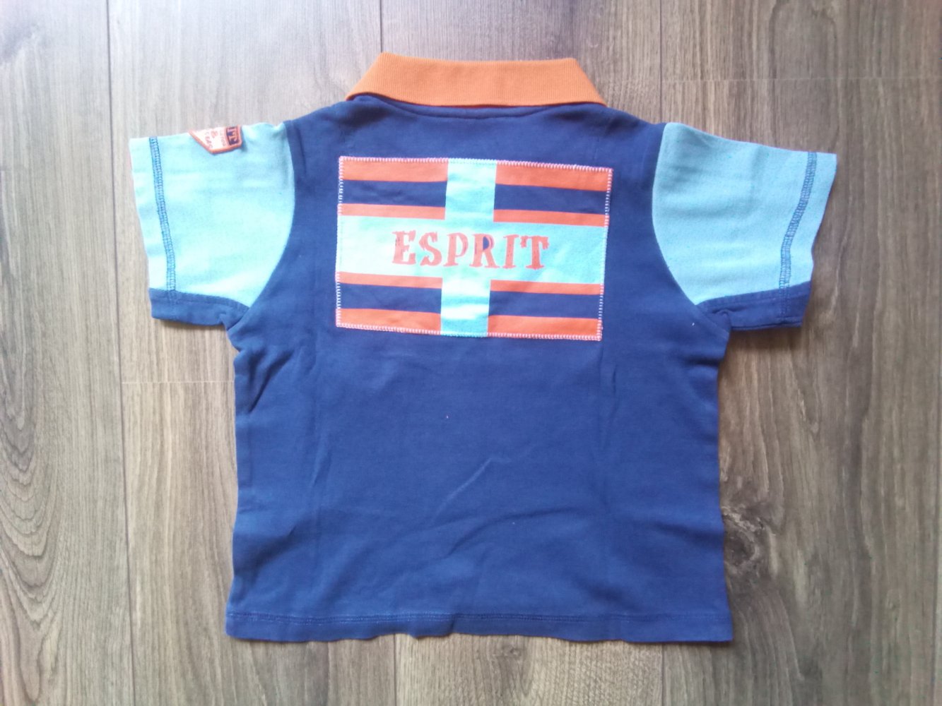 Poloshirt T-shirt esprit 92/98 dunkelblau orange 100% Baumwolle