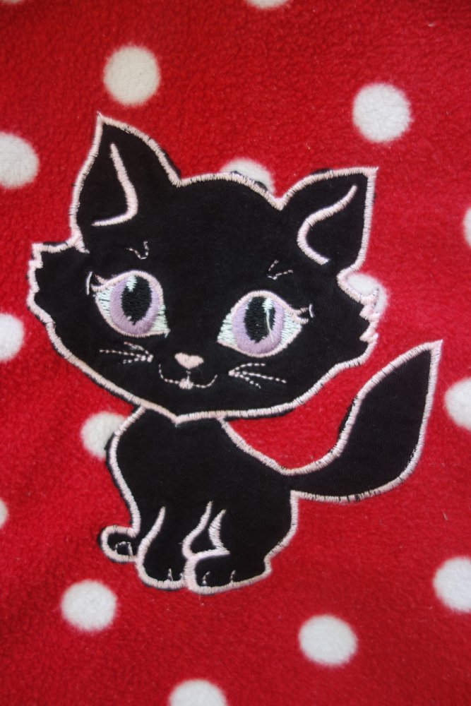 Fleecepullover handmade unikat ct-Line 98 rot gepunktet Katze