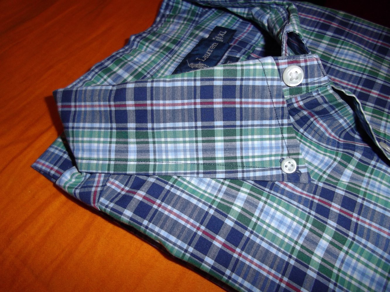 Ralph Lauren Classic Fit Hemd blau rot grün weiß kariert Kurzarm in Gr.XL