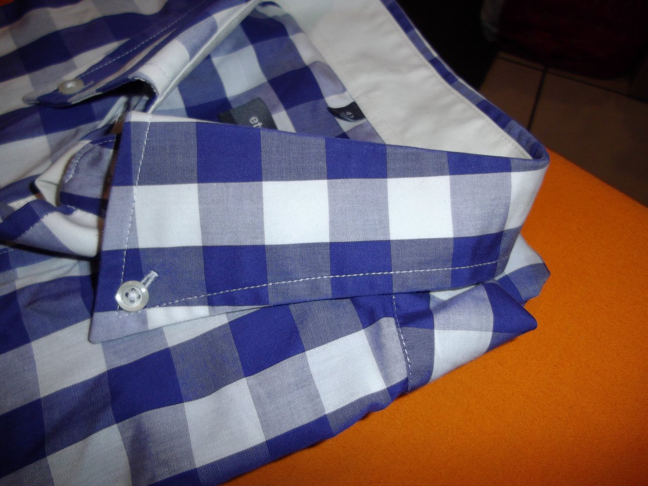 Eterna Comfort Fit Karo Hemd blau weiß Großkaro in Gr,XL 43cm Kragenweite