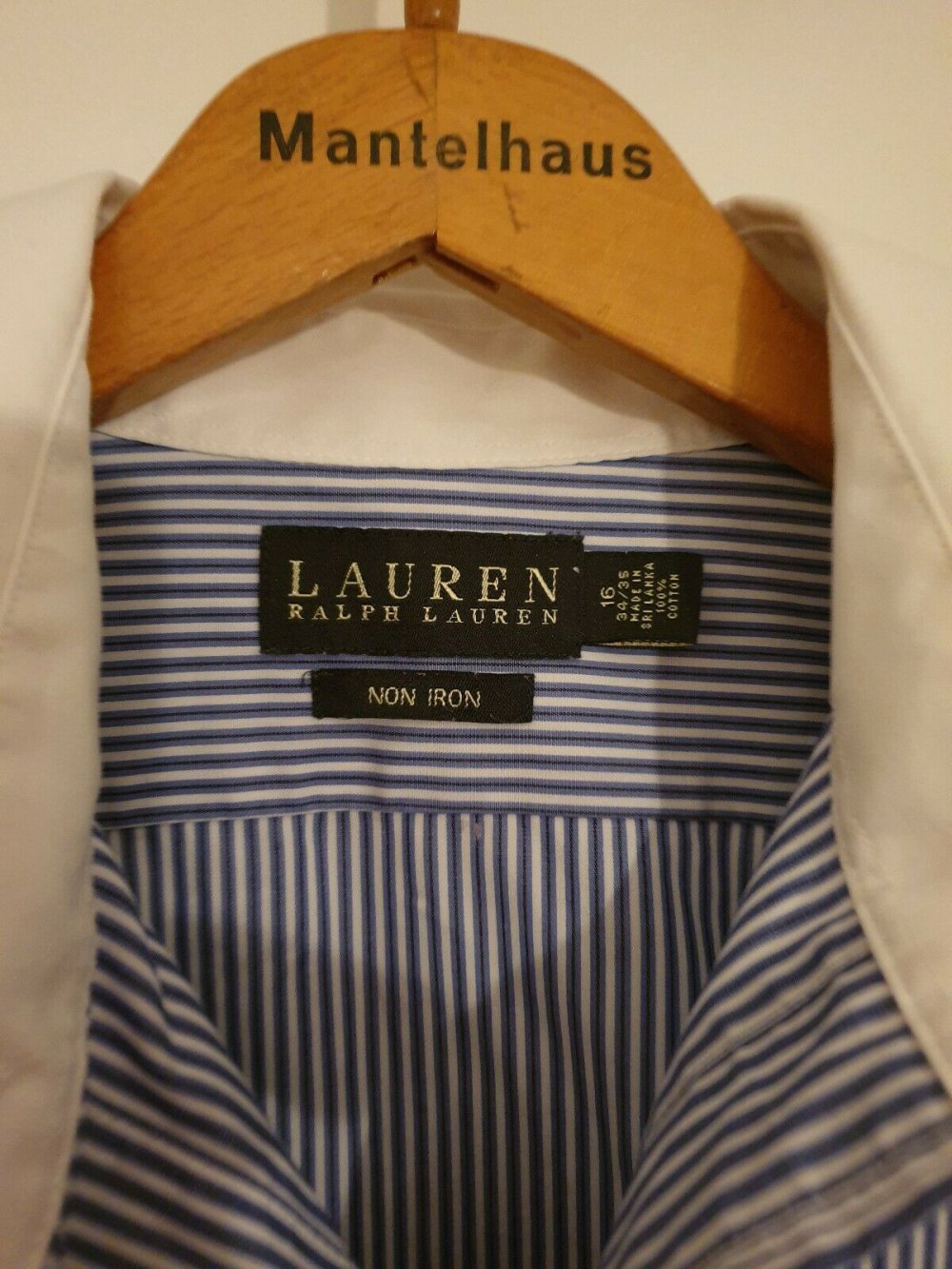 Ralph Lauren green Label Business Umschlagmanschetten Hemd blau weiß gestreift Gr.L 41cm Kragenweite