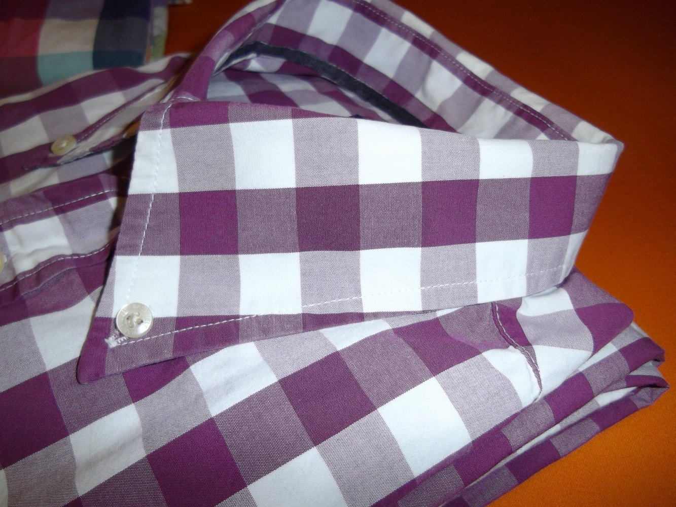 Basefield Großkaro Hemd lila weiß in Gr.XL 43-44cm Kragenweite