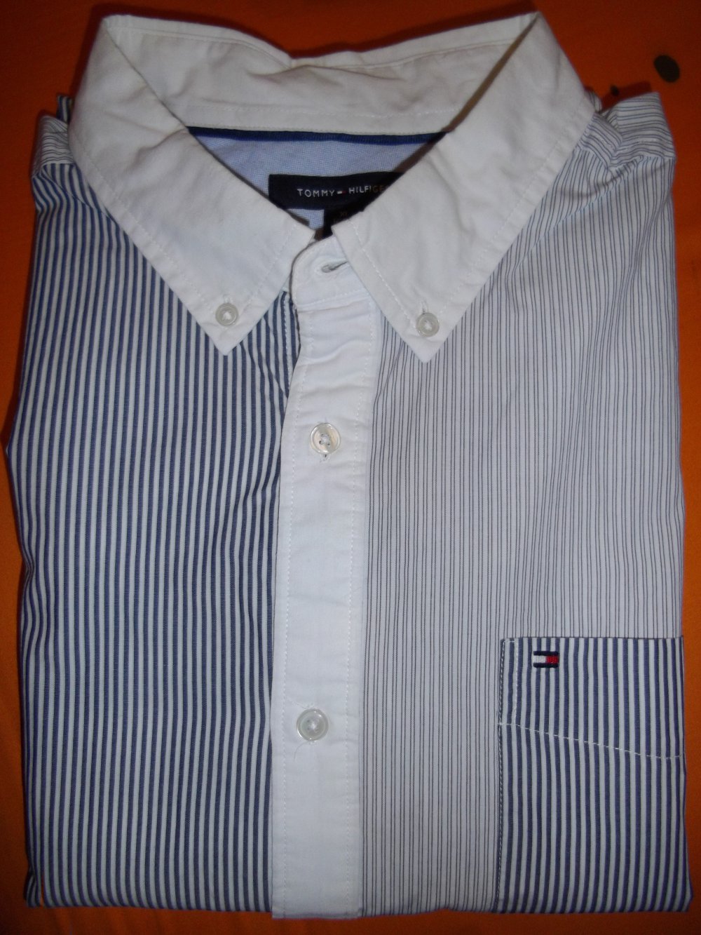 Tommy Hilfiger College Hemd blau weiß in 2 Varianten gestreift weißer Kragen in Gr.XL