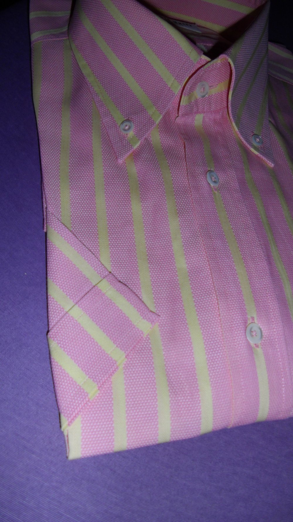 Jacques Britt Mastershirts rosa gelb gestreift Kurzarmhemd Gr.XL 43cm Kragenweite