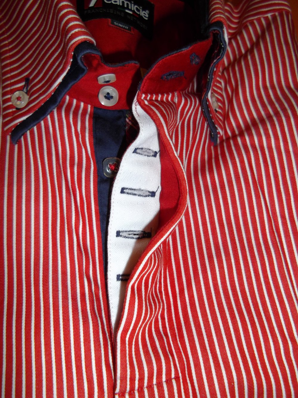 7 Camicie Italy Style Doppelkragen Hemd gestreift in Gr.S