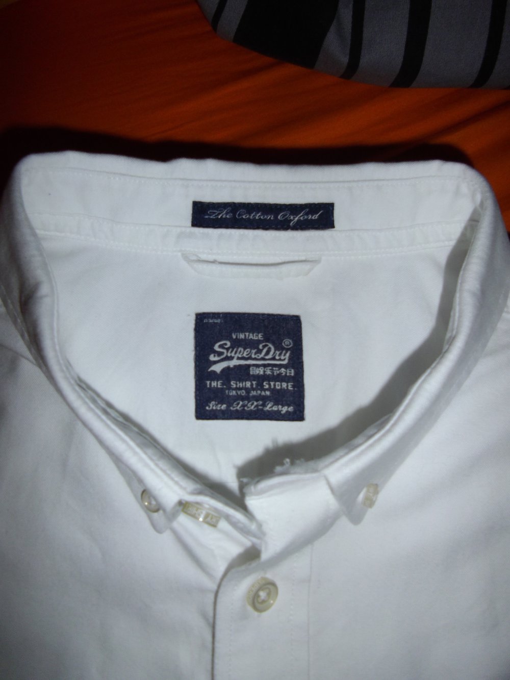 Superdry Hemd Button Down in weiß blaue Brusttasche in Gr.XXL