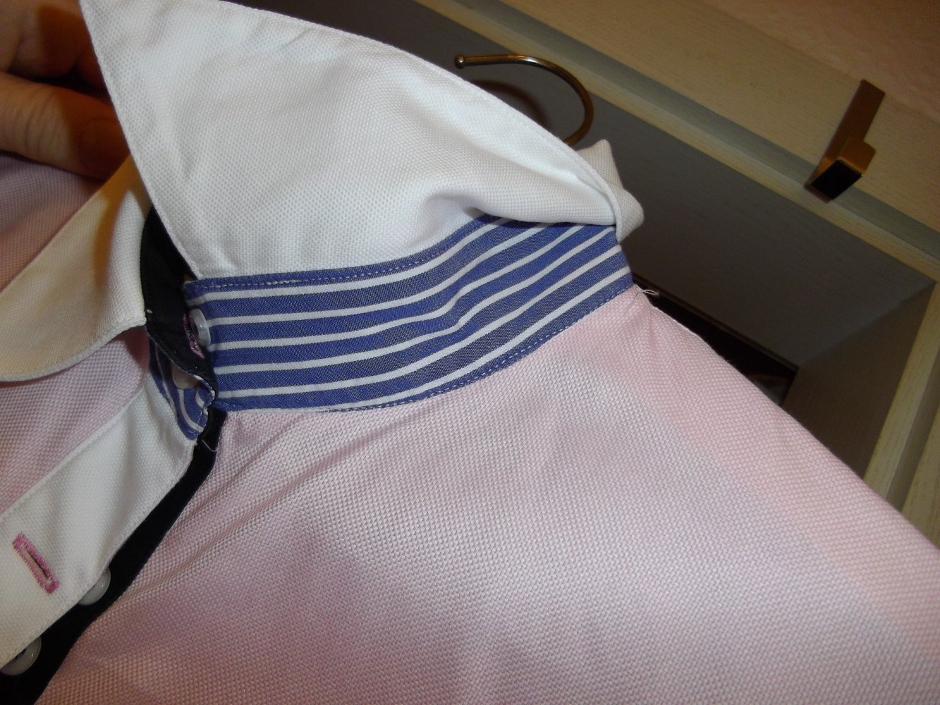 Thomas & Benno femme Kontrastkragen Sport Bluse rosa weiß marine Gr.38