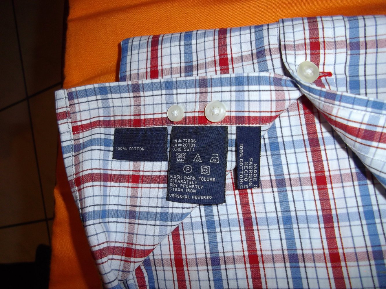 Tommy Hilfiger 100´s Two Ply Hemd rot blau weiß kariert in Gr.L