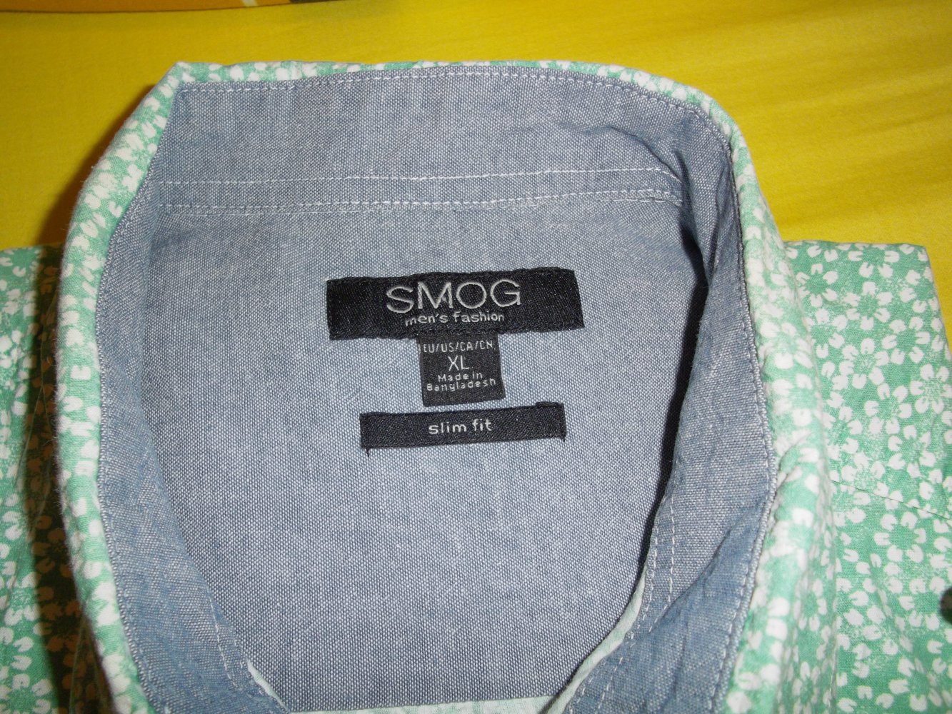 Smog Blumen Hemd grün weiß in Gr.XL