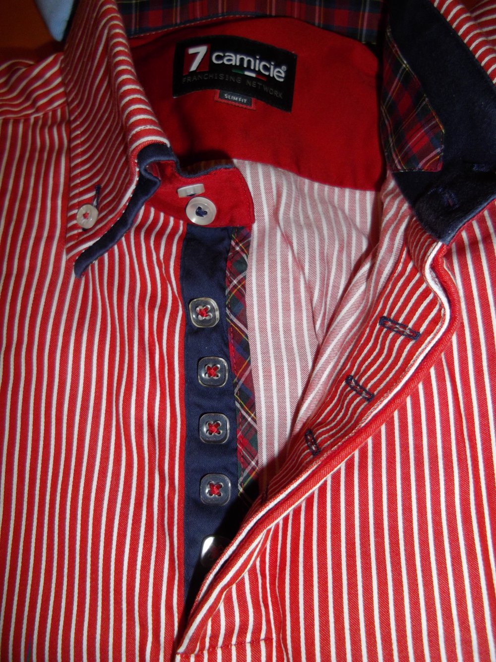 7 Camicie Italy Style Doppelkragen Hemd gestreift in Gr.S