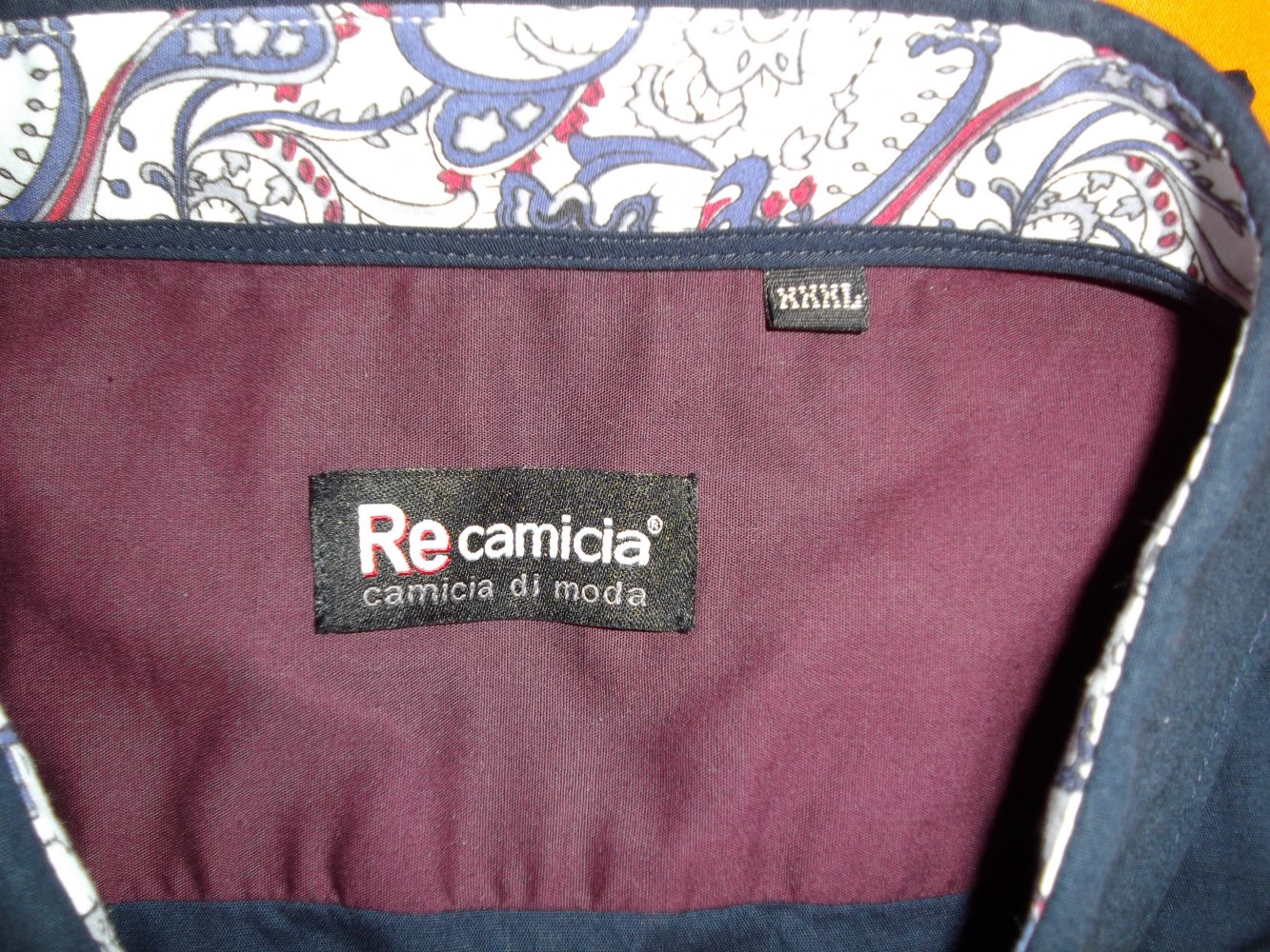 Re Camicia Italy Doppelkragen Hemd marine bordeaux Floral in Gr.3XL