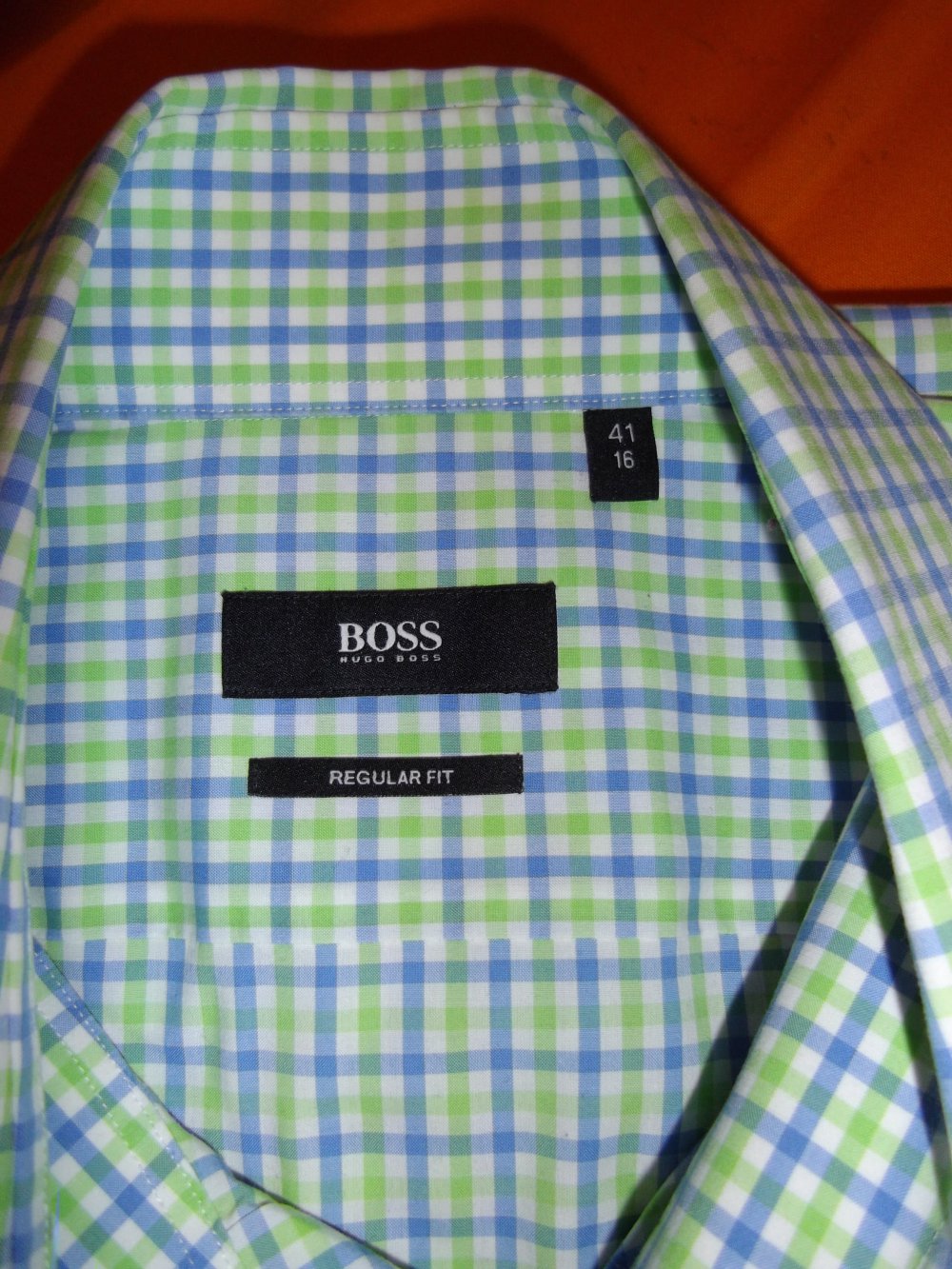 Hugo Boss black Label Karo Hemd blau mintgrün weiß kariert in Gr.L 41cm Kragenweite