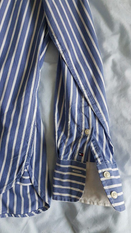 Tommy Hilfiger College Hemd blau weiß gestreift weißer Kragen in Gr.L