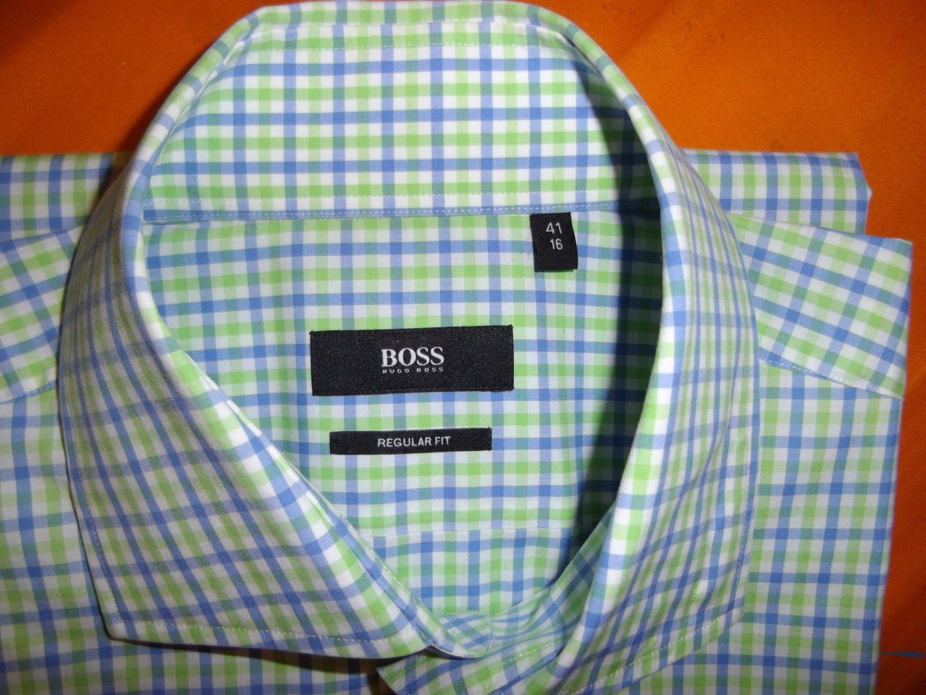 Hugo Boss black Label Karo Hemd blau mintgrün weiß kariert in Gr.L 41cm Kragenweite