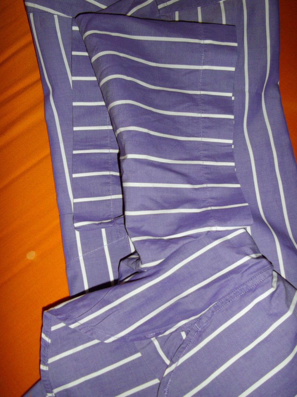 Tommy Hilfiger College Hemd lila weiß gestreift Kurzarm  in Gr.L