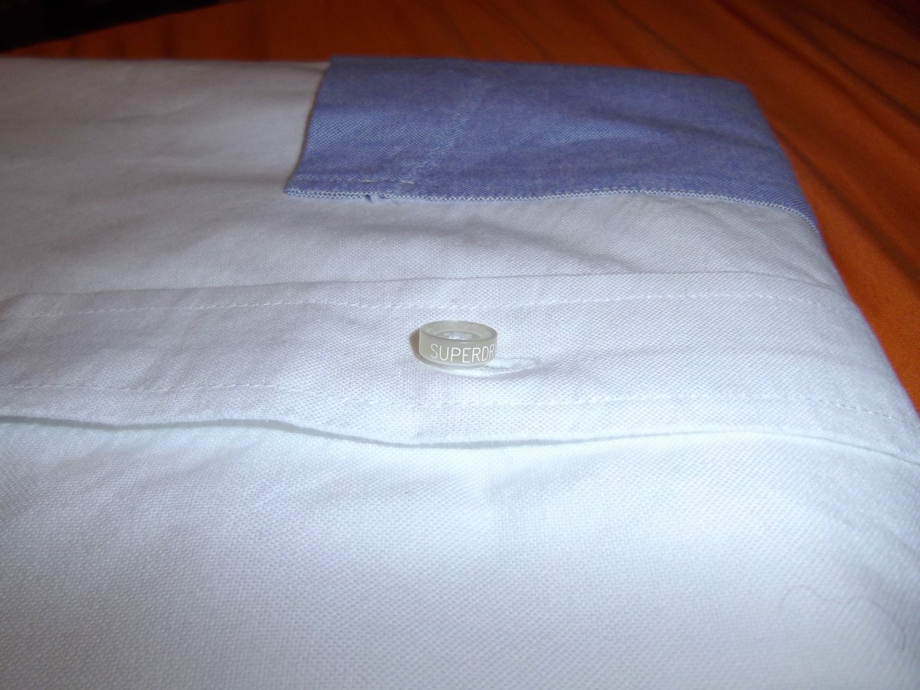 Superdry Hemd Button Down in weiß blaue Brusttasche in Gr.XXL