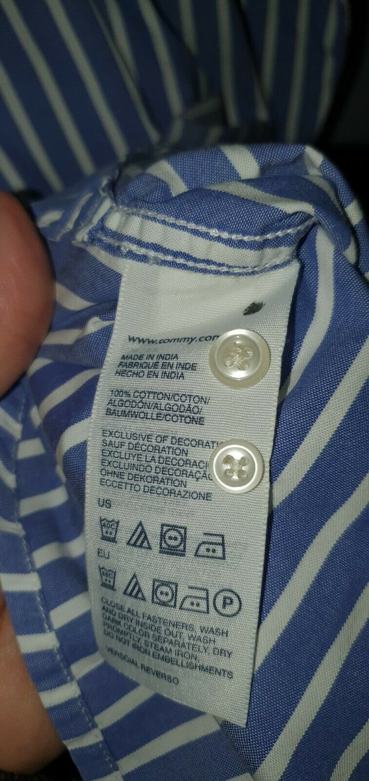 Tommy Hilfiger College Hemd blau weiß gestreift weißer Kragen in Gr.L