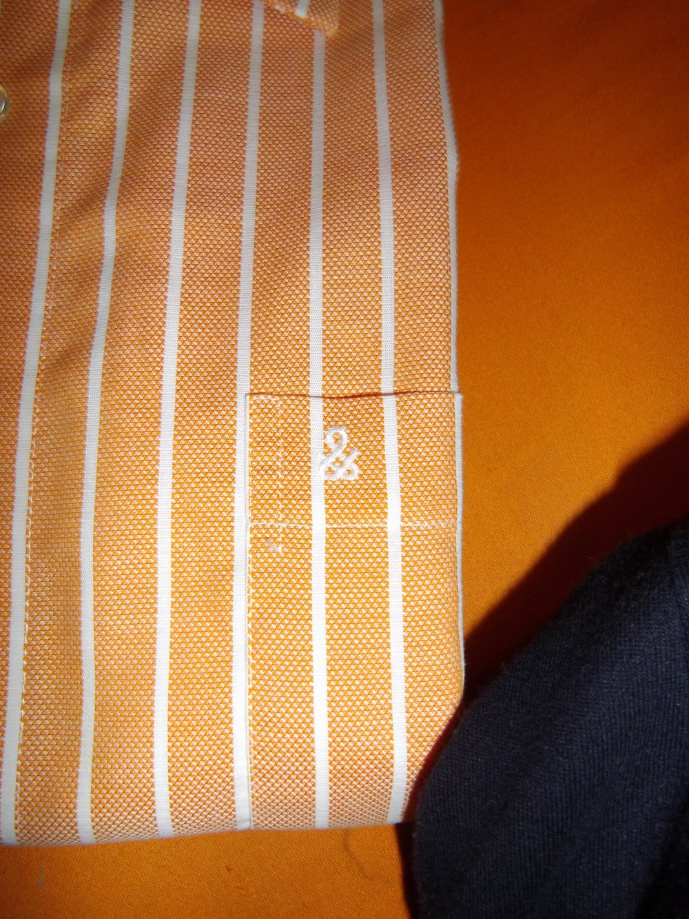 Art Sachs Streifen Hemd orange weiß gestreift in Gr.M 40cm Kragenweite