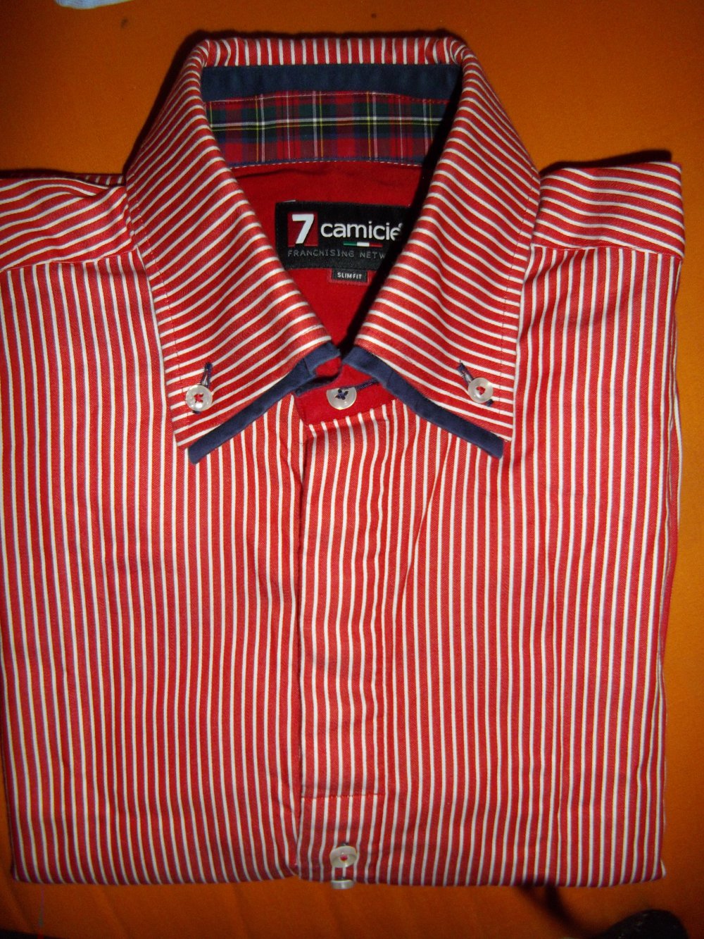 7 Camicie Italy Style Doppelkragen Hemd gestreift in Gr.S