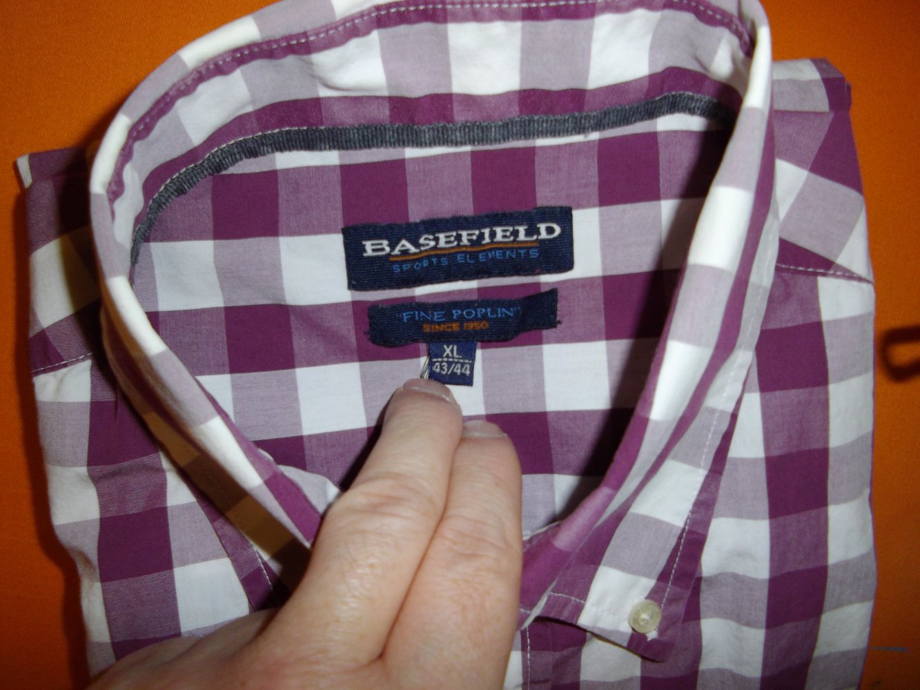 Basefield Großkaro Hemd lila weiß in Gr.XL 43-44cm Kragenweite