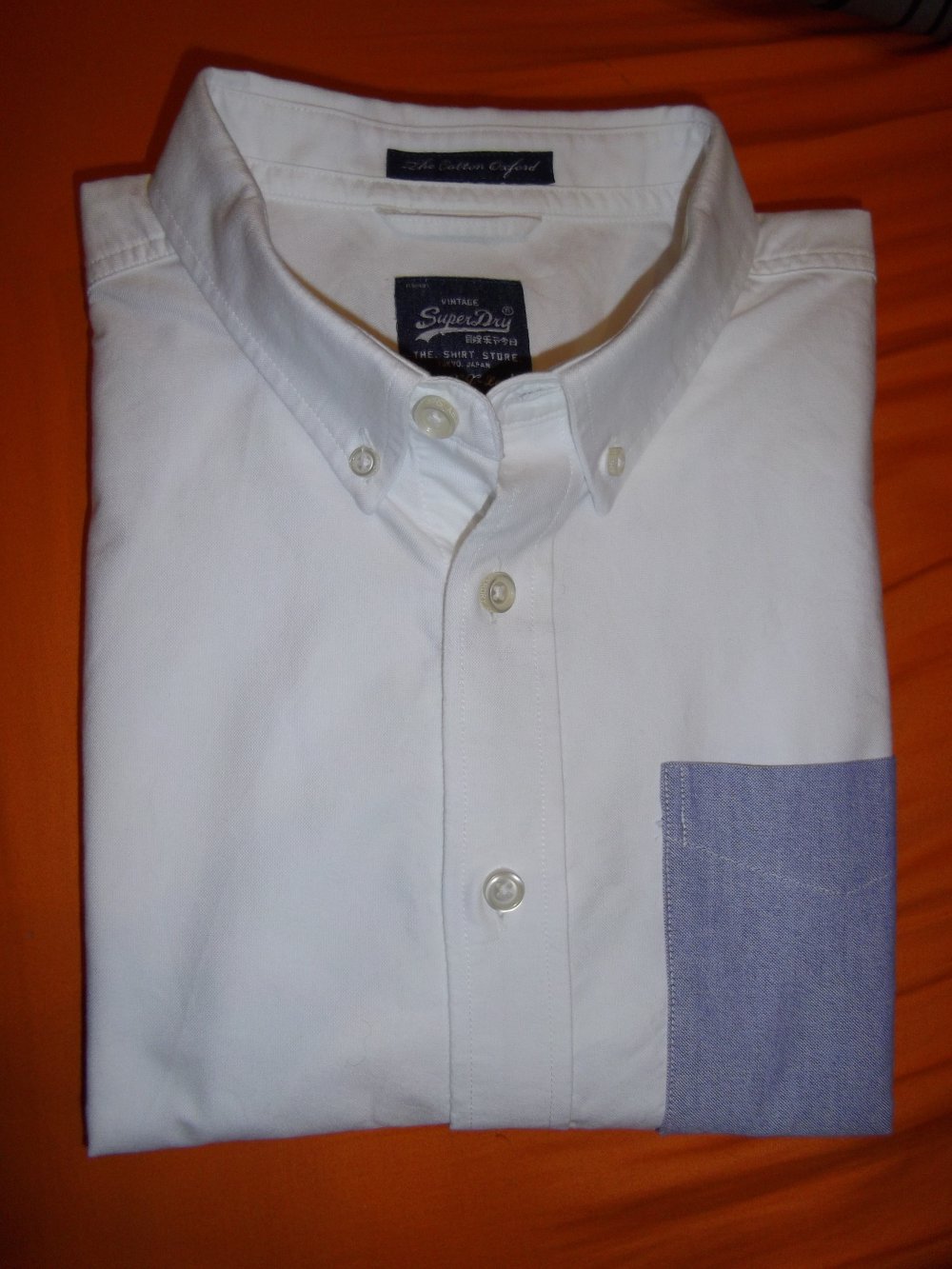 Superdry Hemd Button Down in weiß blaue Brusttasche in Gr.XXL