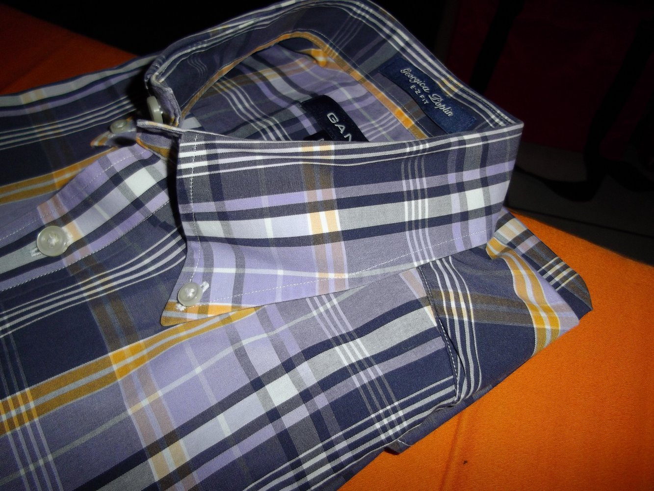 GANT Hemd Georgica Popline lila gelb marine weiß kariert Gr.M