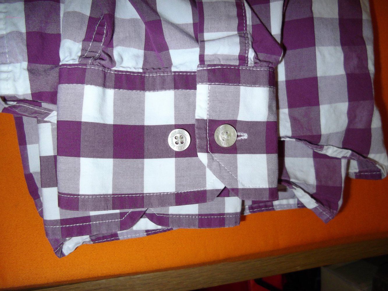 Basefield Großkaro Hemd lila weiß in Gr.XL 43-44cm Kragenweite