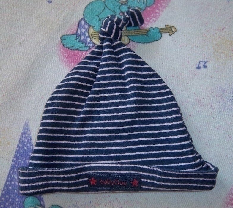Süße blau- weiß gestreifte Mütze Gr. 56 