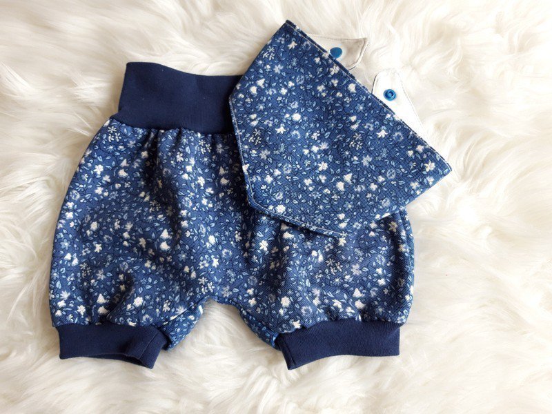 Schöne kurze Jeans- Pumphose und Tuch Gr.62-68 