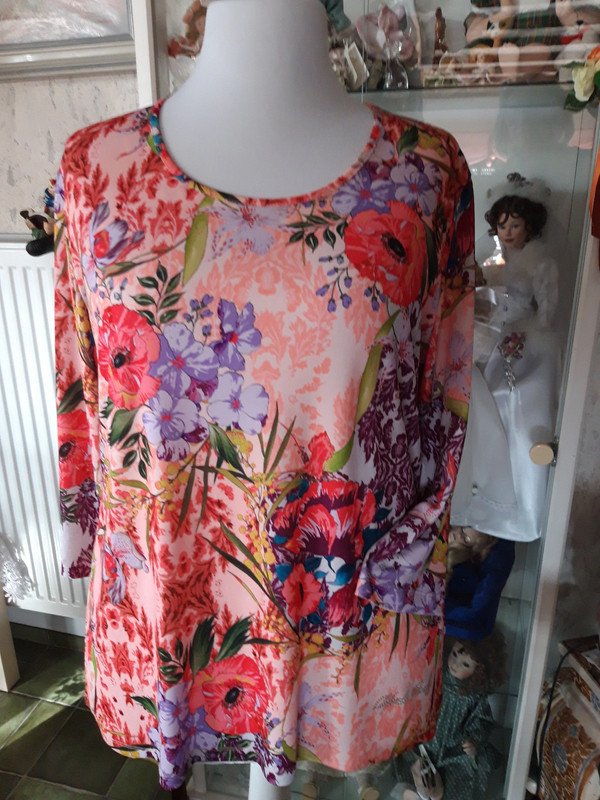 Bunte Schößchen Bluse von Alfredo Pauly mit 3/4 Ärmeln 