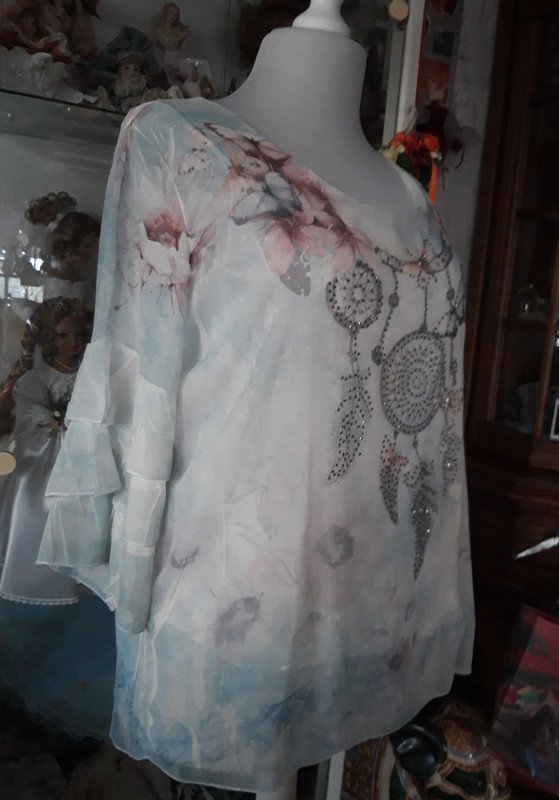  3/4 Bluse mit Glitzersteinchen 