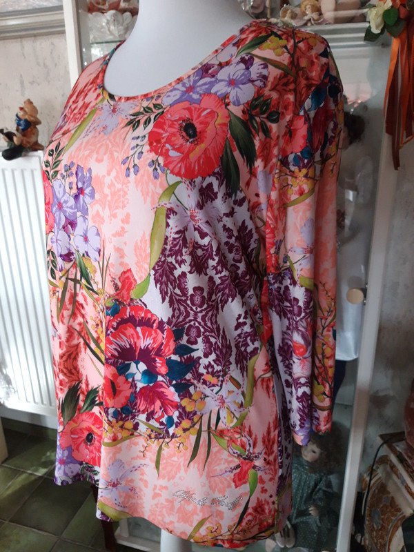  Bunte Schößchen Bluse von Alfredo Pauly mit 3/4 Ärmeln 