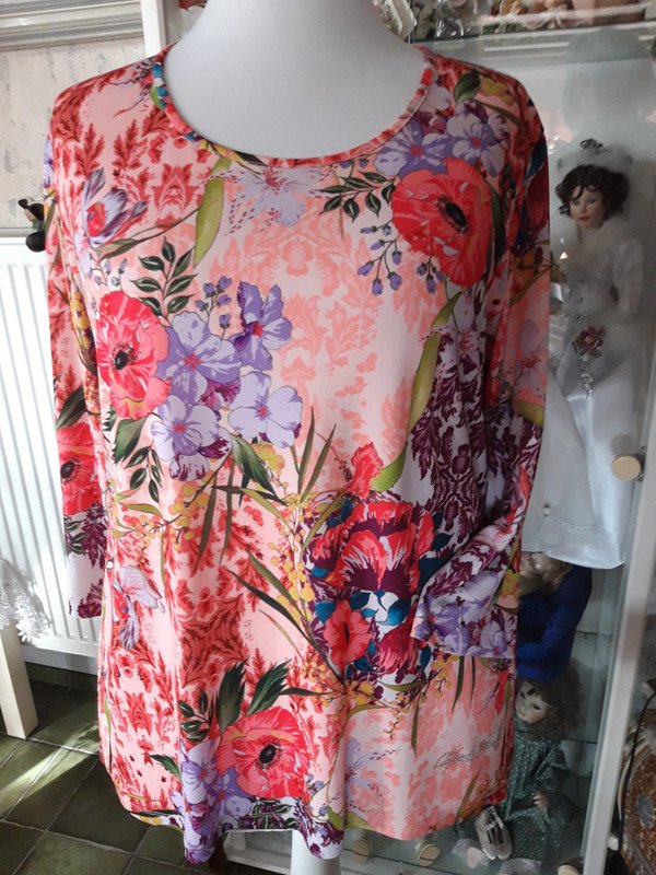  Bunte Schößchen Bluse von Alfredo Pauly mit 3/4 Ärmeln 