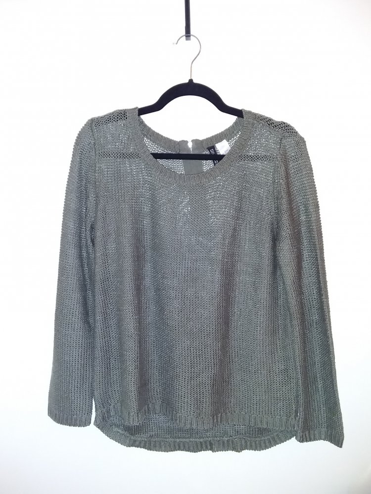 H&M Langarmshirt mit Reißverschluss hinten, khaki